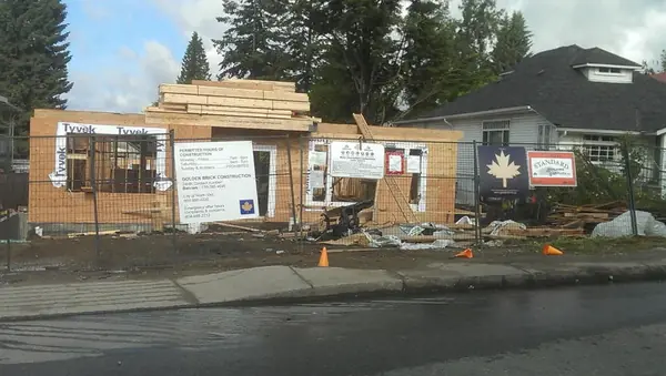 Framing stage of the house before cladding